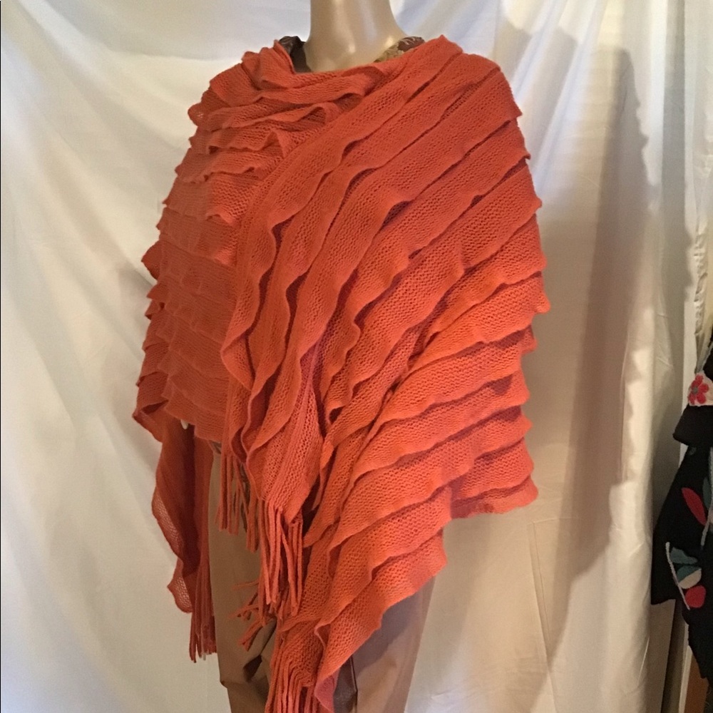 Cheery Cascading Poncho with Fringe by Max Edition